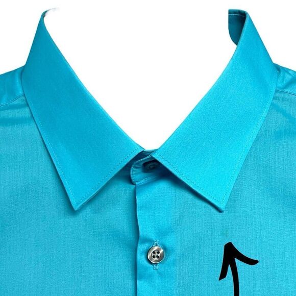 JF J. Ferrari Dress Shirt Turquoise Slim XL 17-17 1/2 Button Up Front Collared - Picture 3 of 11